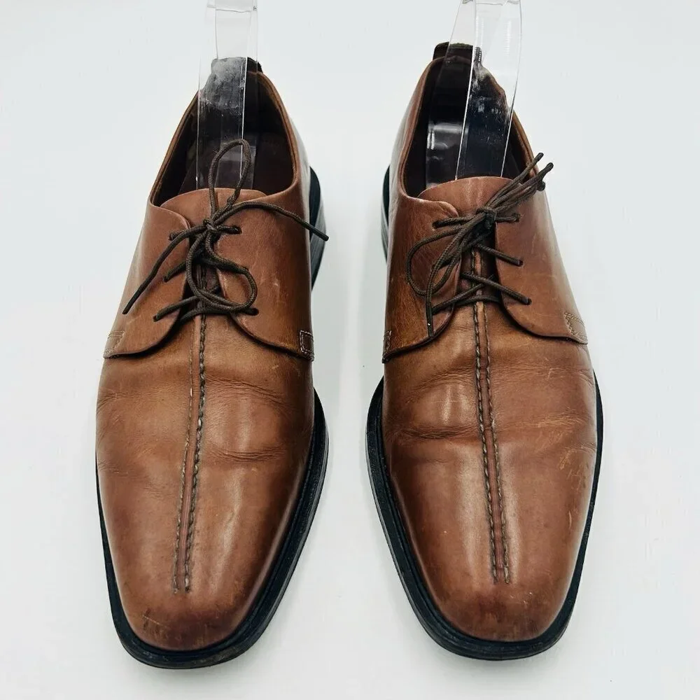 Cole Haan Mens Beckett Oxford Dress Shoe Brown Size 9M Leather Split Toe Lace-Up